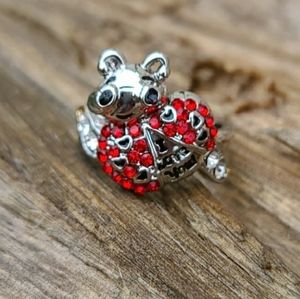 Ladybug Ring with Rhinestones